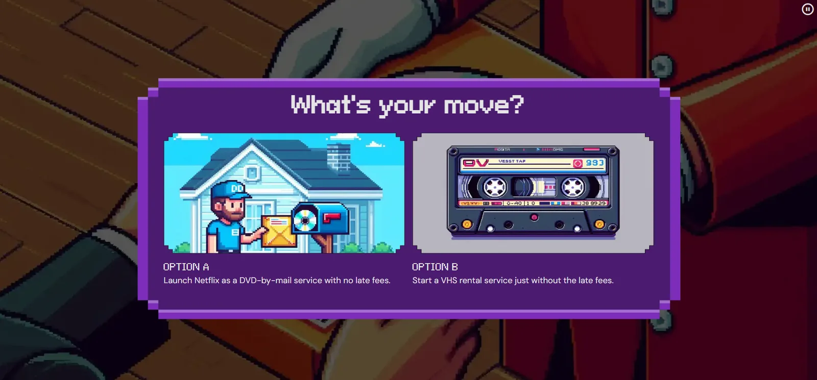 What's your move - startup game decision screen