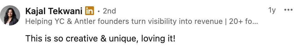 LinkedIn comment by Kajal Tekwani