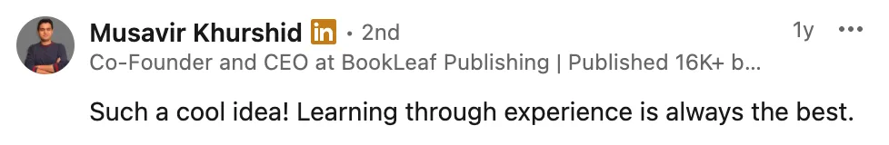 LinkedIn comment by Musavir Khurshid
